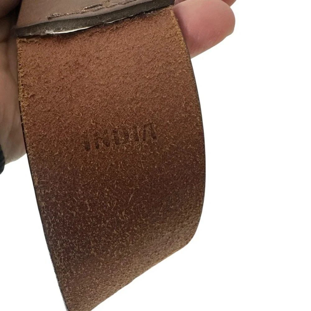 Brown Leather Belt with Dark Metal Hardware Men's Size 36/90